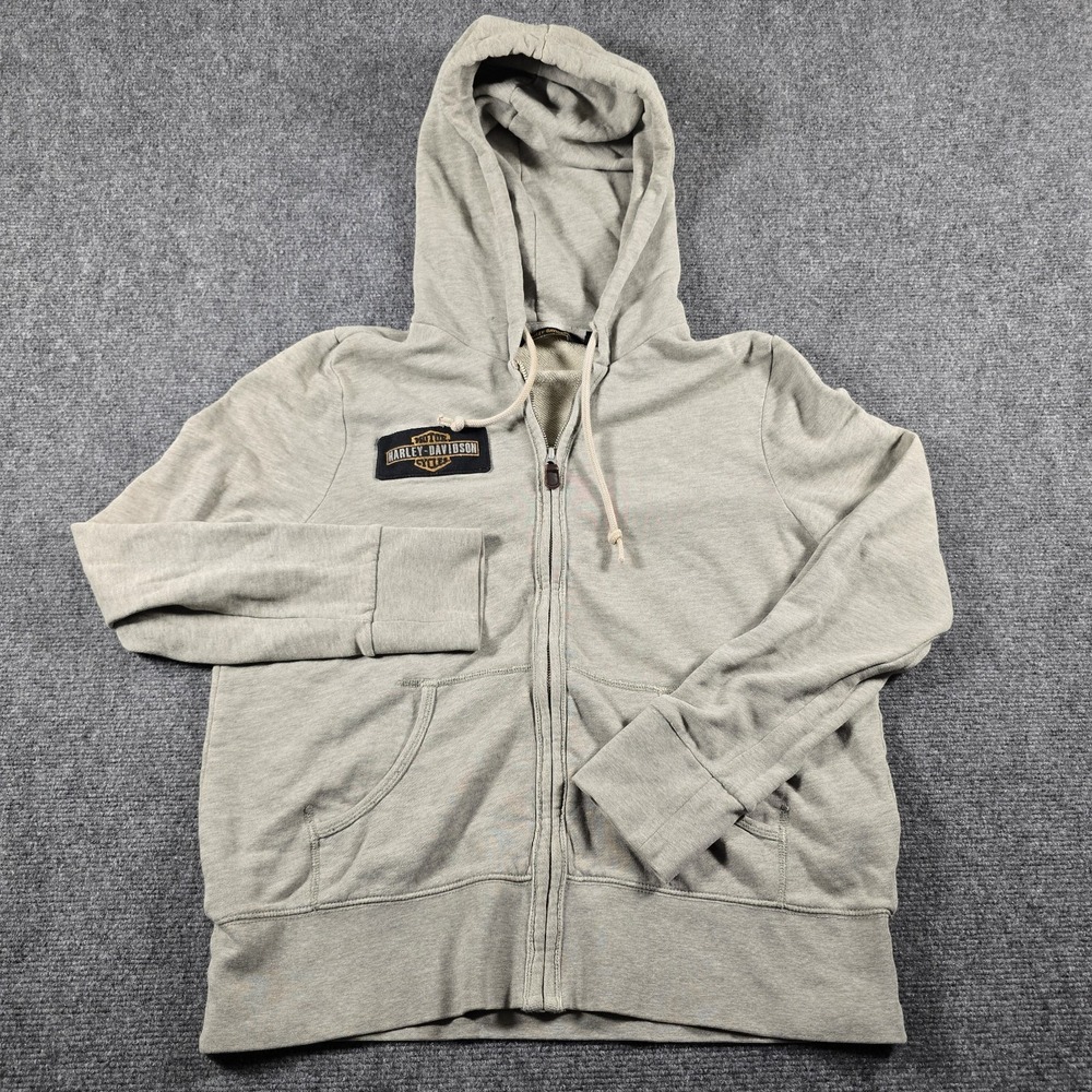 Harley-Davidson Gray Full Zip Hoodie Wing Logo Jacket Size Large L